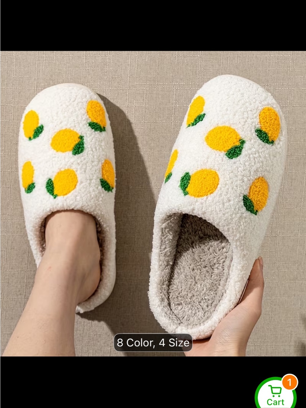 Lemon fuzzy slippers